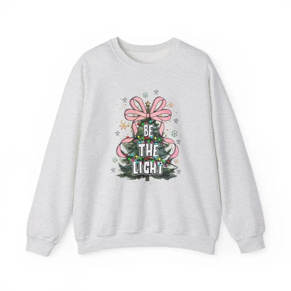 Be The Light Christmas Tree Crewneck Sweatshirt - Ash / S - Sweatshirt