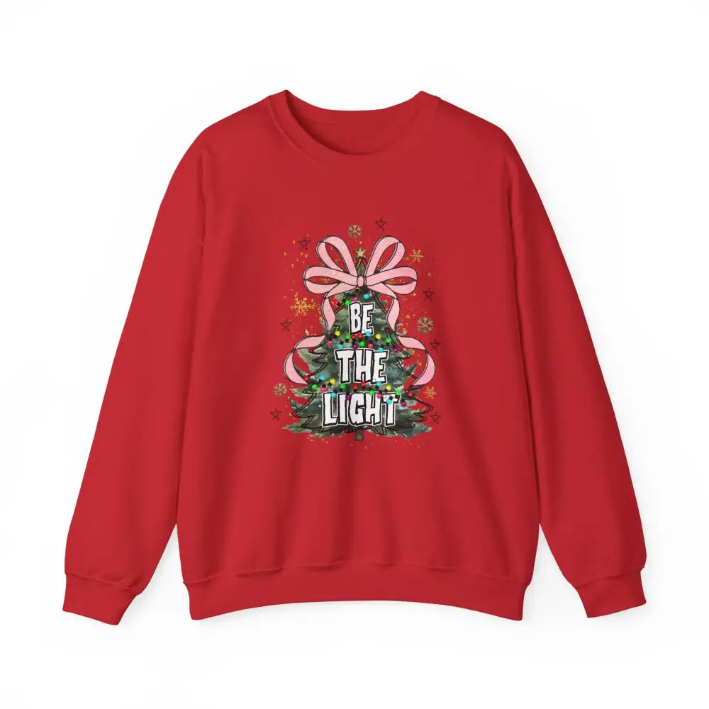 Be The Light Christmas Tree Crewneck Sweatshirt - Red / S - Sweatshirt