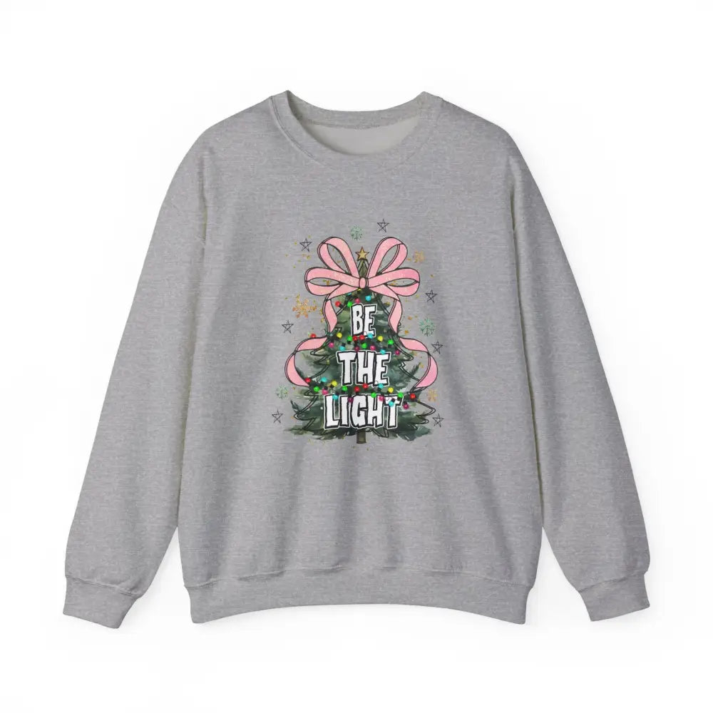 Be The Light Christmas Tree Crewneck Sweatshirt - Sport Grey / S - Sweatshirt