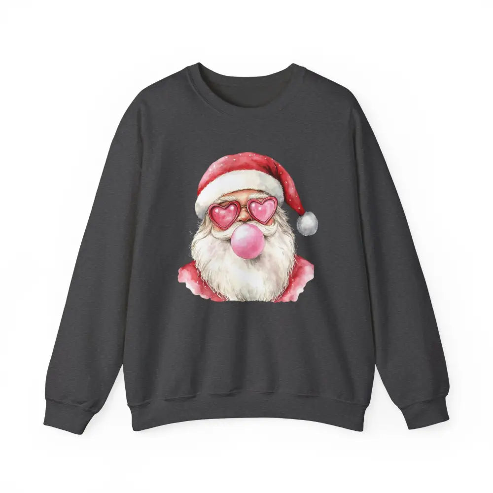 Bubble Gum Santa Crewneck Sweatshirt - Dark Heather / S - Sweatshirt