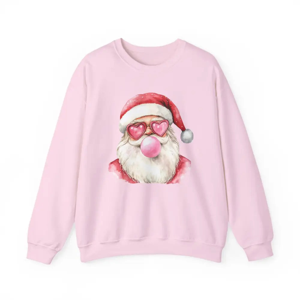 Bubble Gum Santa Crewneck Sweatshirt - Light Pink / S - Sweatshirt
