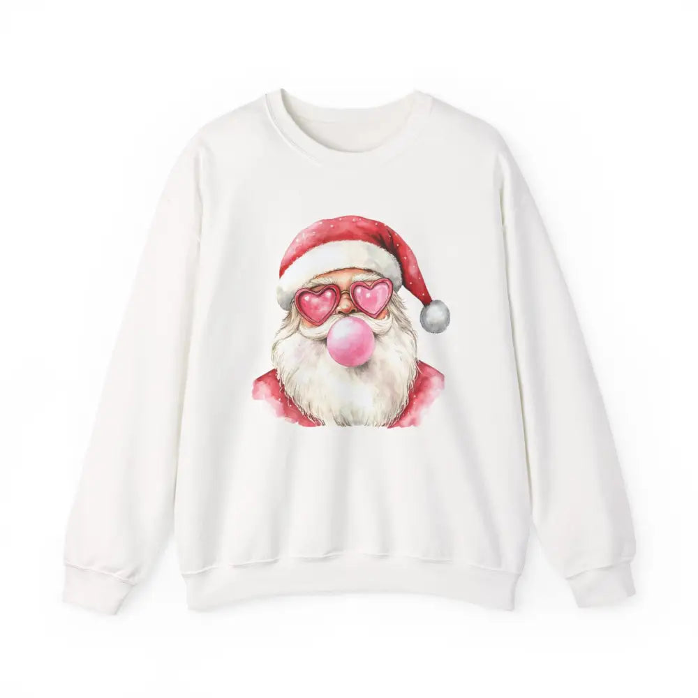 Bubble Gum Santa Crewneck Sweatshirt - White / S - Sweatshirt