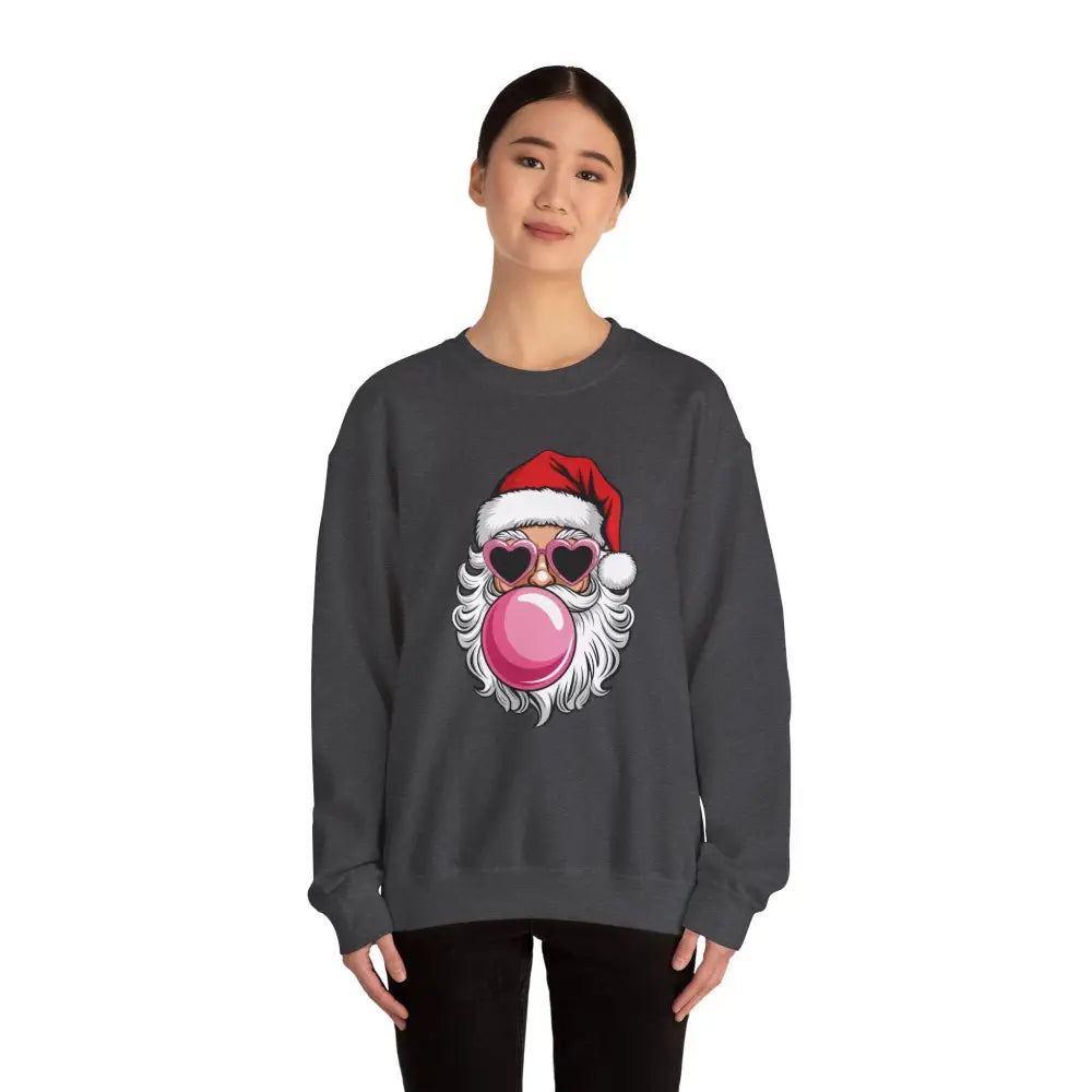 Bubble Gum Santa Heart Glasses Crewneck Sweatshirt - Sweatshirt