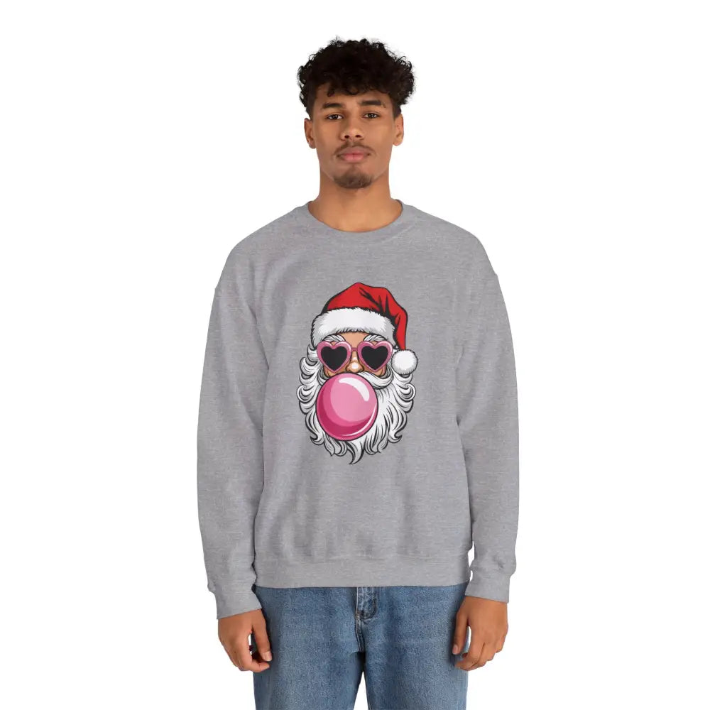 Bubble Gum Santa Heart Glasses Crewneck Sweatshirt - Sweatshirt