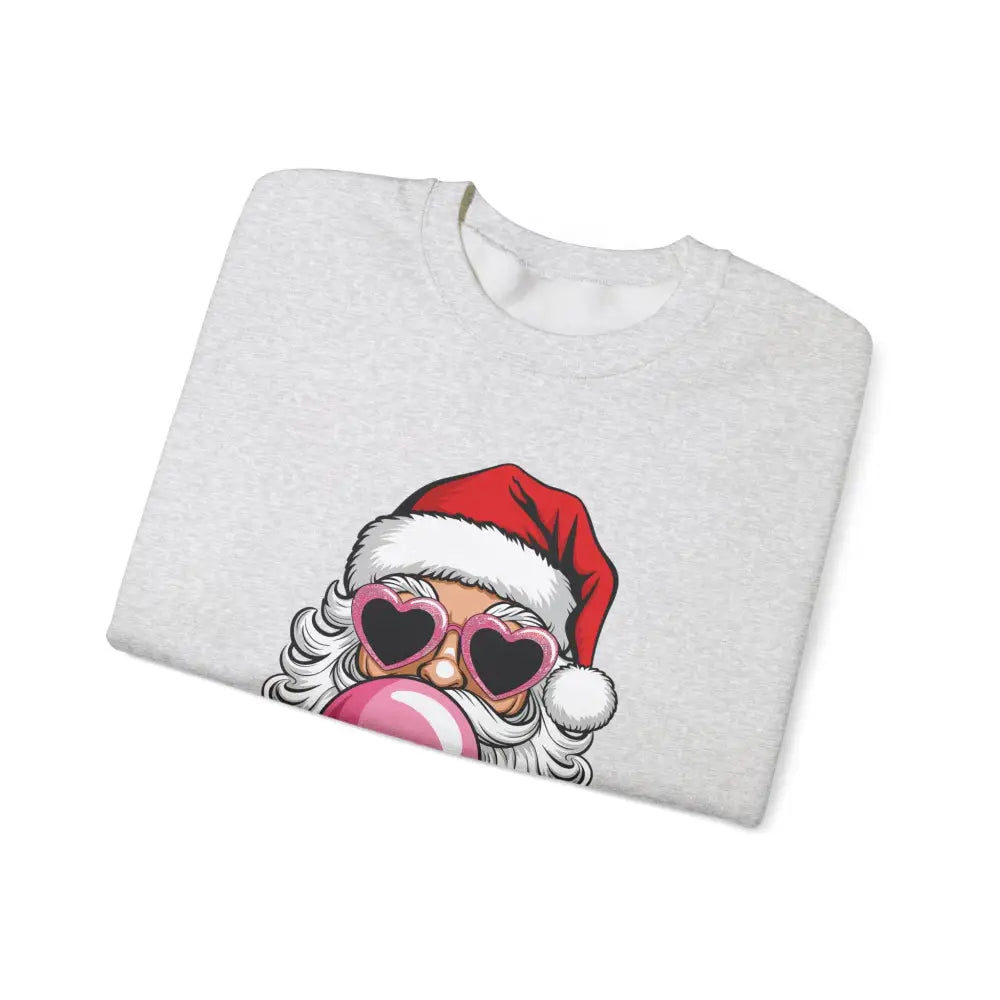 Bubble Gum Santa Heart Glasses Crewneck Sweatshirt - Sweatshirt