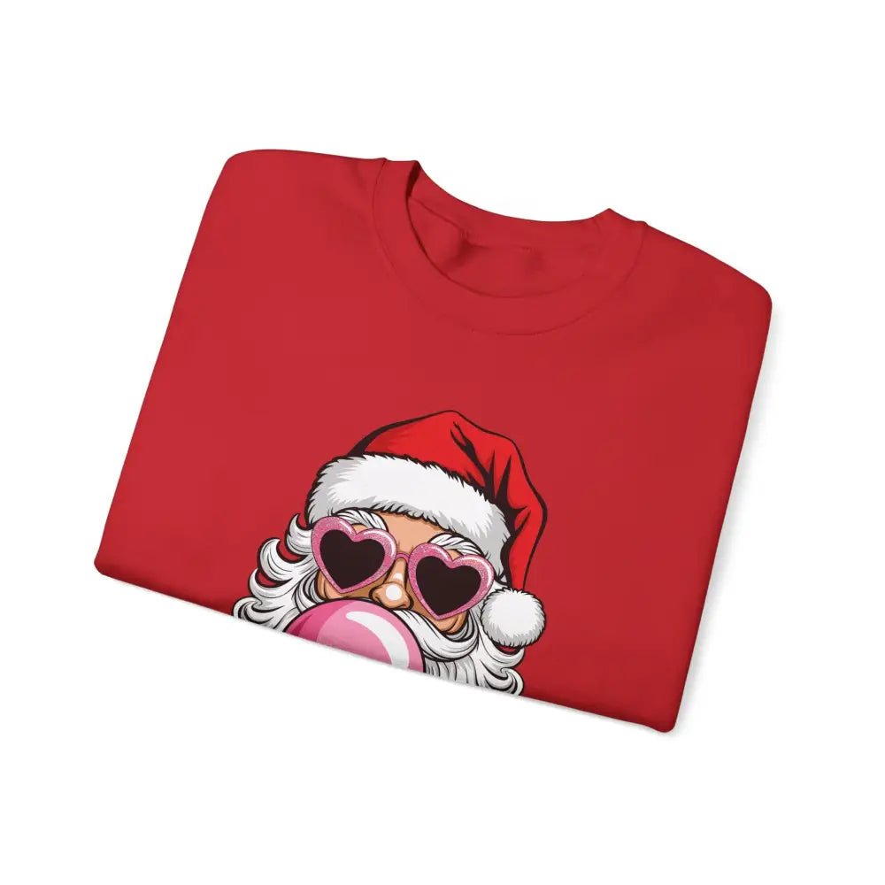 Bubble Gum Santa Heart Glasses Crewneck Sweatshirt - Sweatshirt