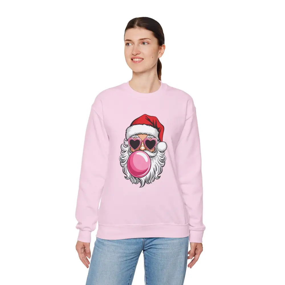 Bubble Gum Santa Heart Glasses Crewneck Sweatshirt - Sweatshirt