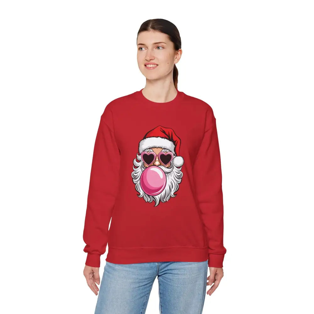 Bubble Gum Santa Heart Glasses Crewneck Sweatshirt - Sweatshirt