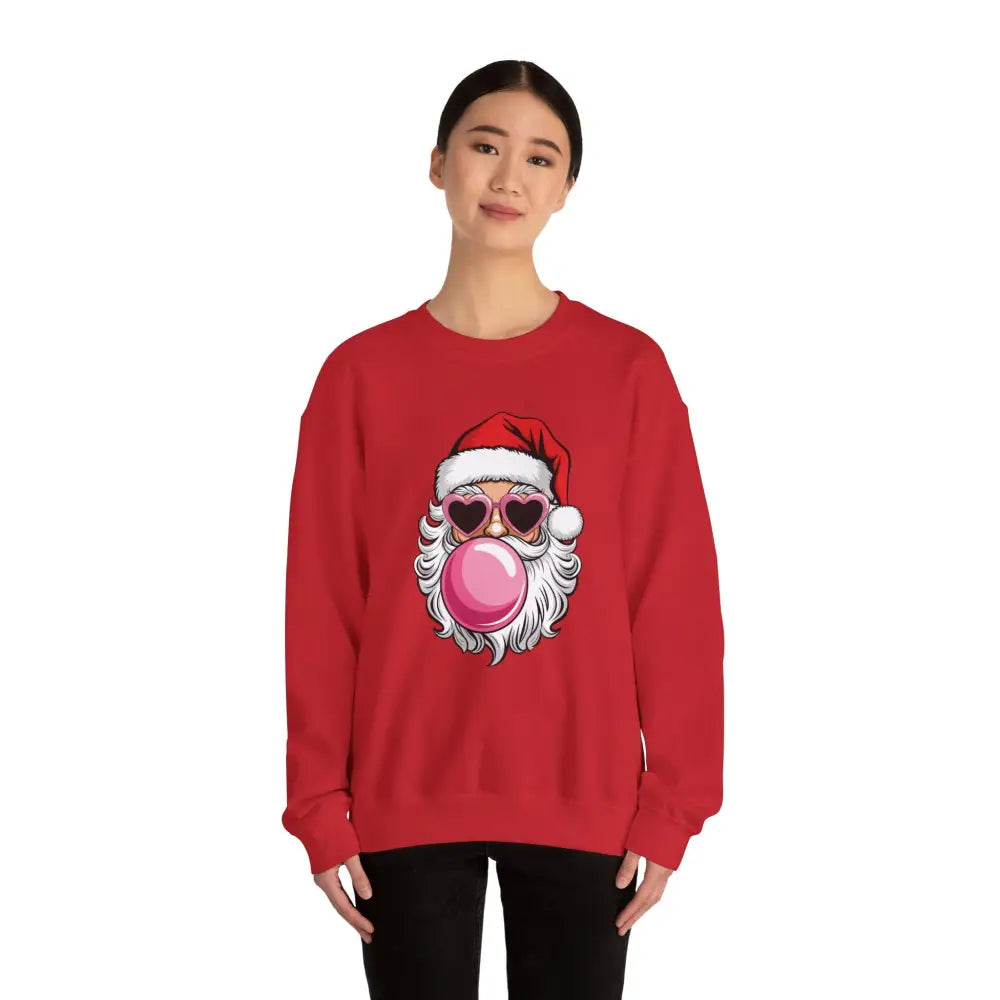 Bubble Gum Santa Heart Glasses Crewneck Sweatshirt - Sweatshirt