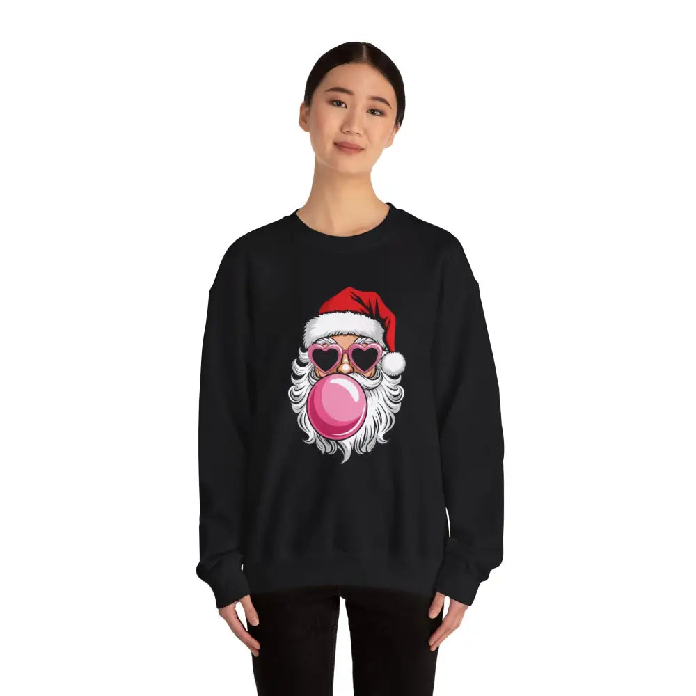 Bubble Gum Santa Heart Glasses Crewneck Sweatshirt - Sweatshirt