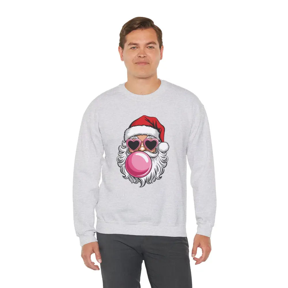 Bubble Gum Santa Heart Glasses Crewneck Sweatshirt - Sweatshirt
