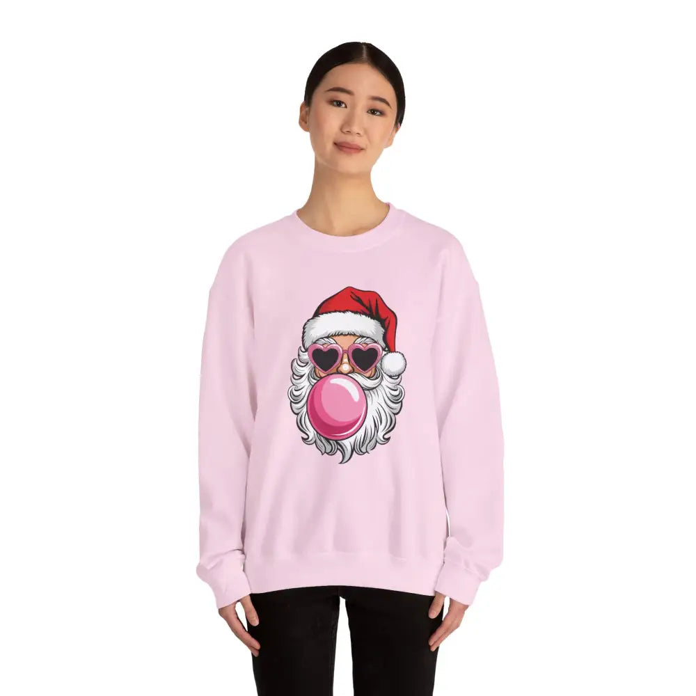 Bubble Gum Santa Heart Glasses Crewneck Sweatshirt - Sweatshirt