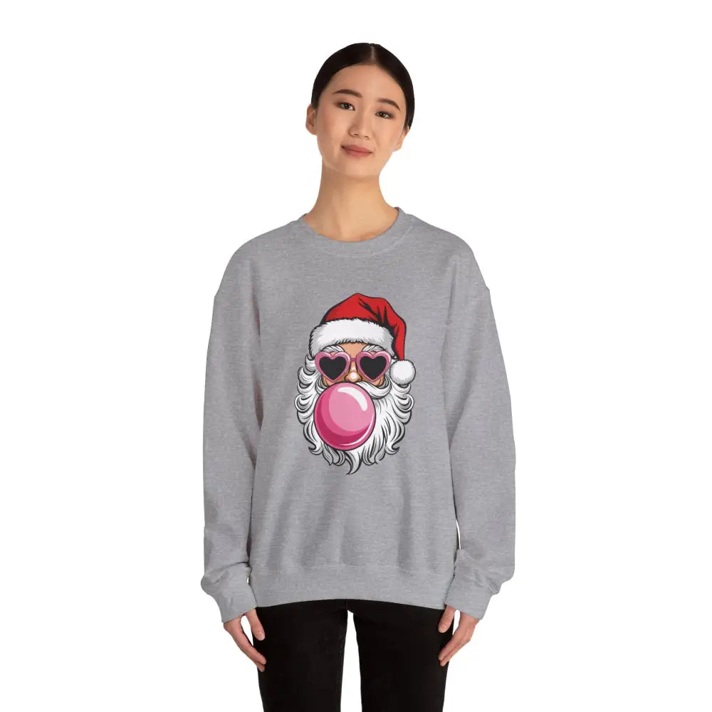 Bubble Gum Santa Heart Glasses Crewneck Sweatshirt - Sweatshirt