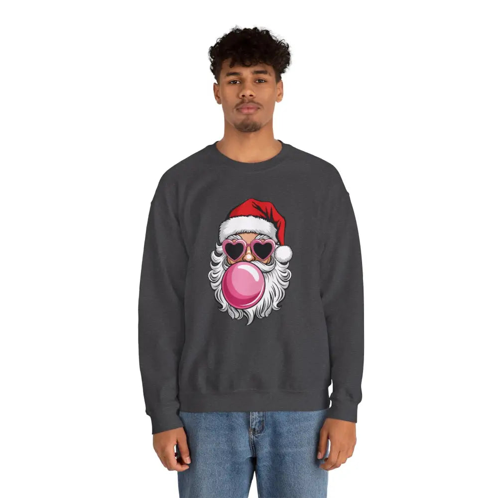 Bubble Gum Santa Heart Glasses Crewneck Sweatshirt - Sweatshirt
