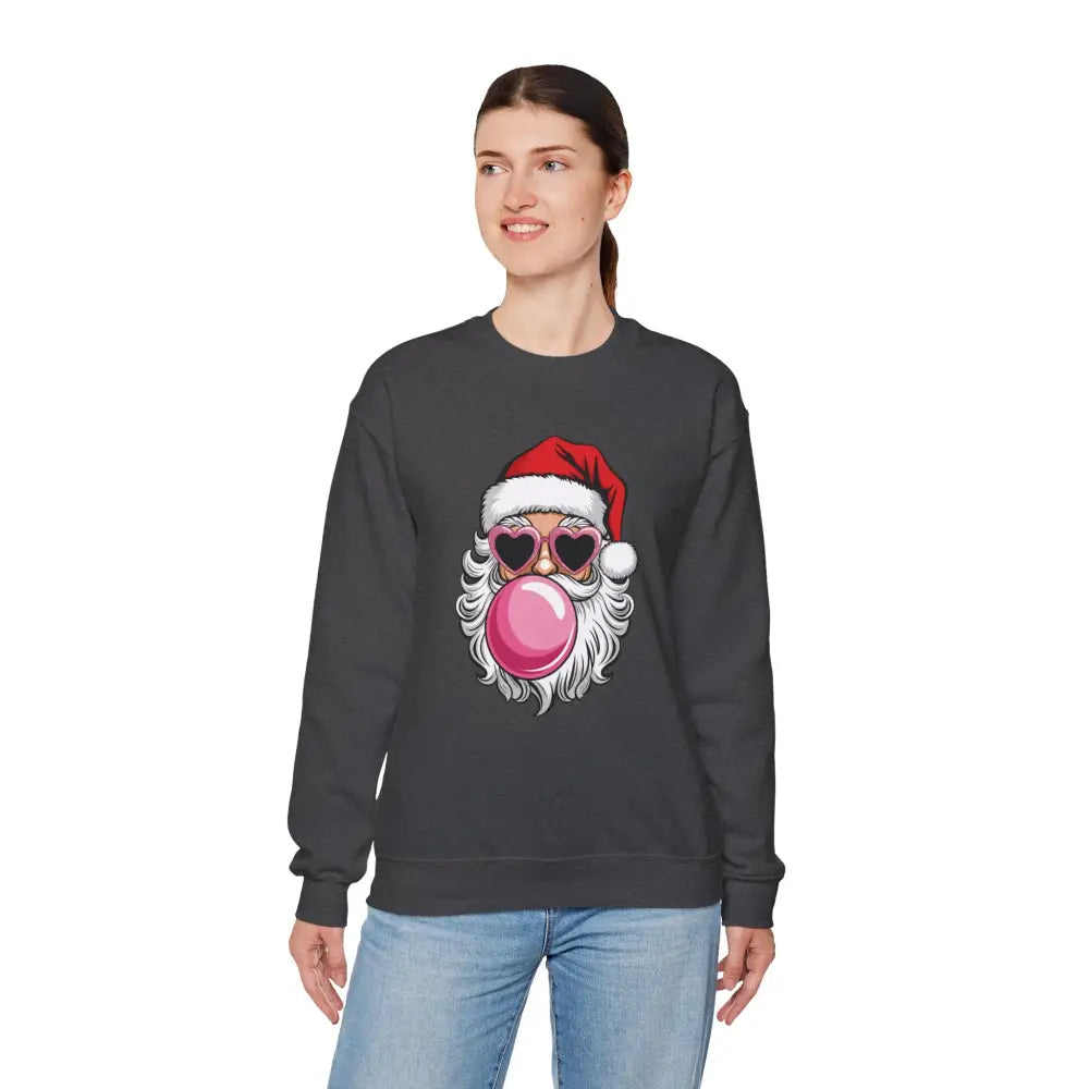 Bubble Gum Santa Heart Glasses Crewneck Sweatshirt - Sweatshirt