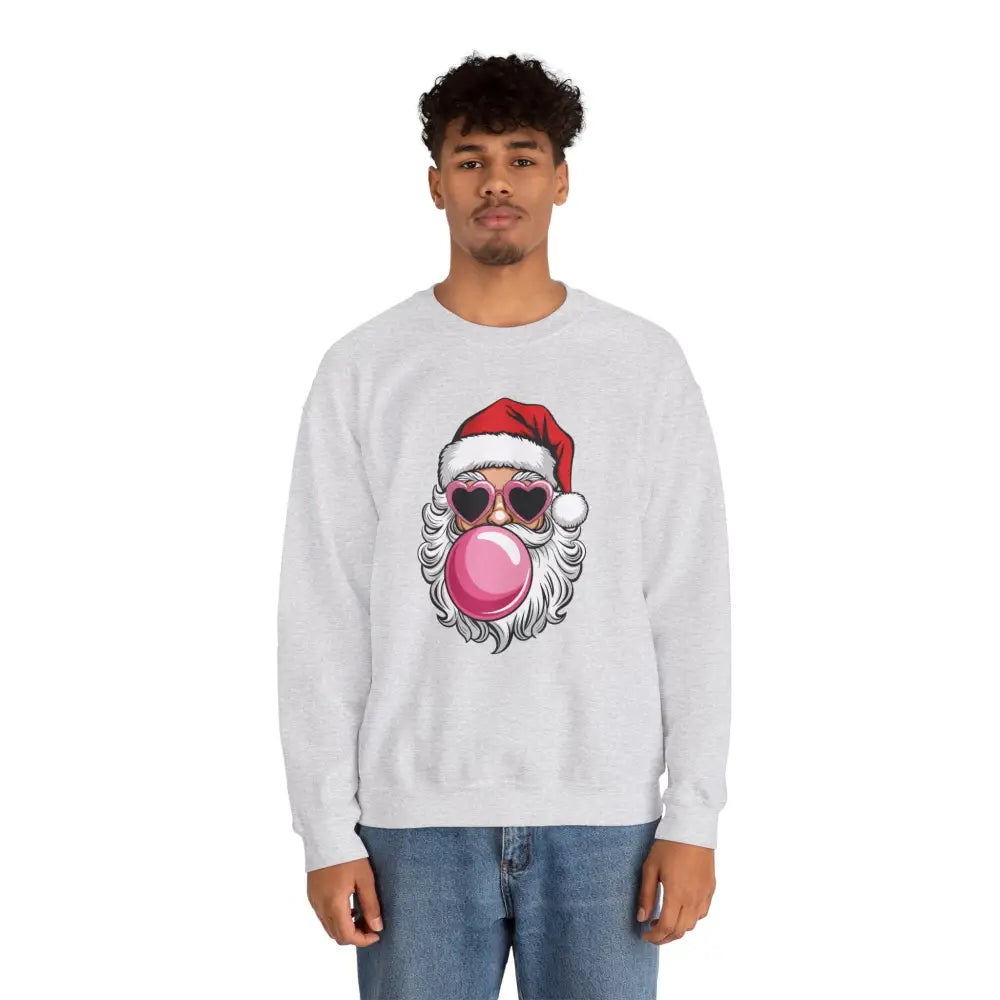 Bubble Gum Santa Heart Glasses Crewneck Sweatshirt - Sweatshirt