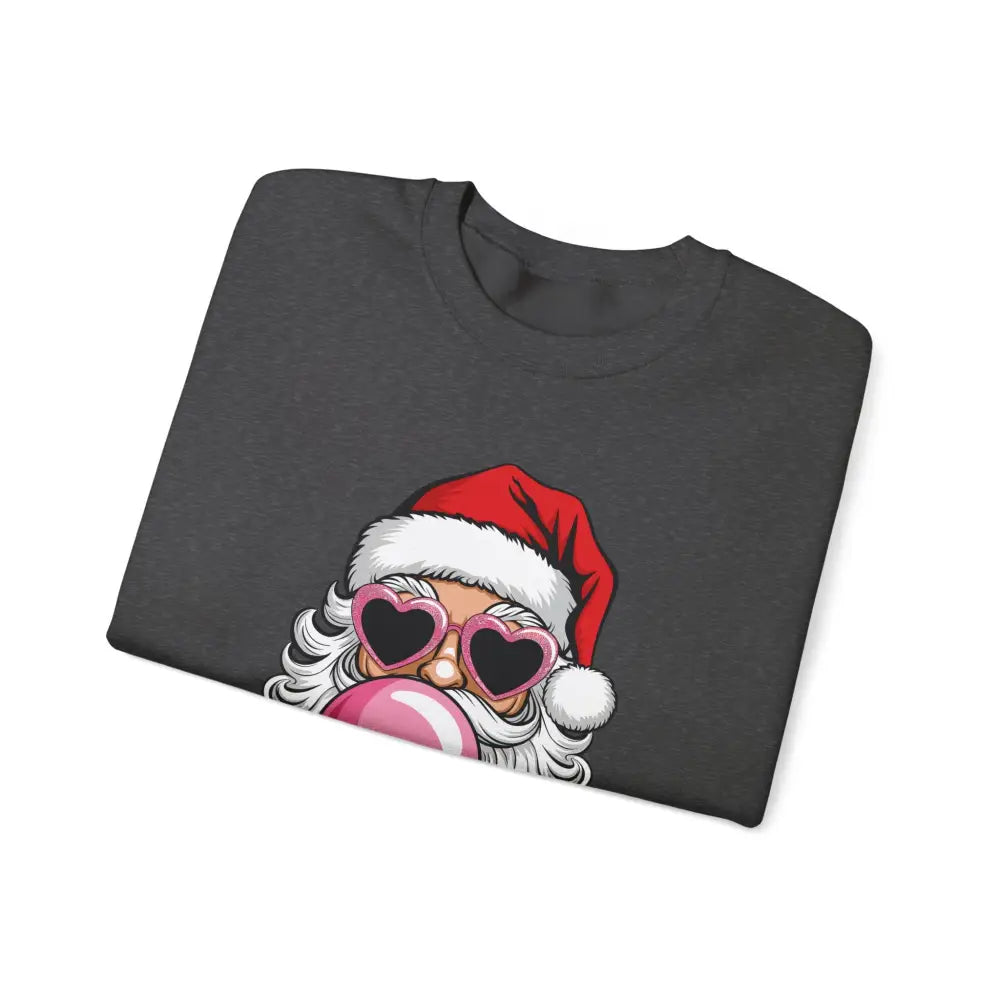 Bubble Gum Santa Heart Glasses Crewneck Sweatshirt - Sweatshirt