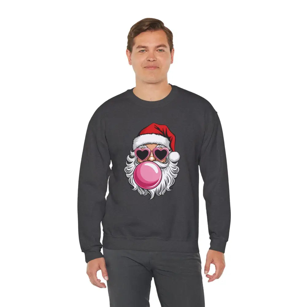 Bubble Gum Santa Heart Glasses Crewneck Sweatshirt - Sweatshirt