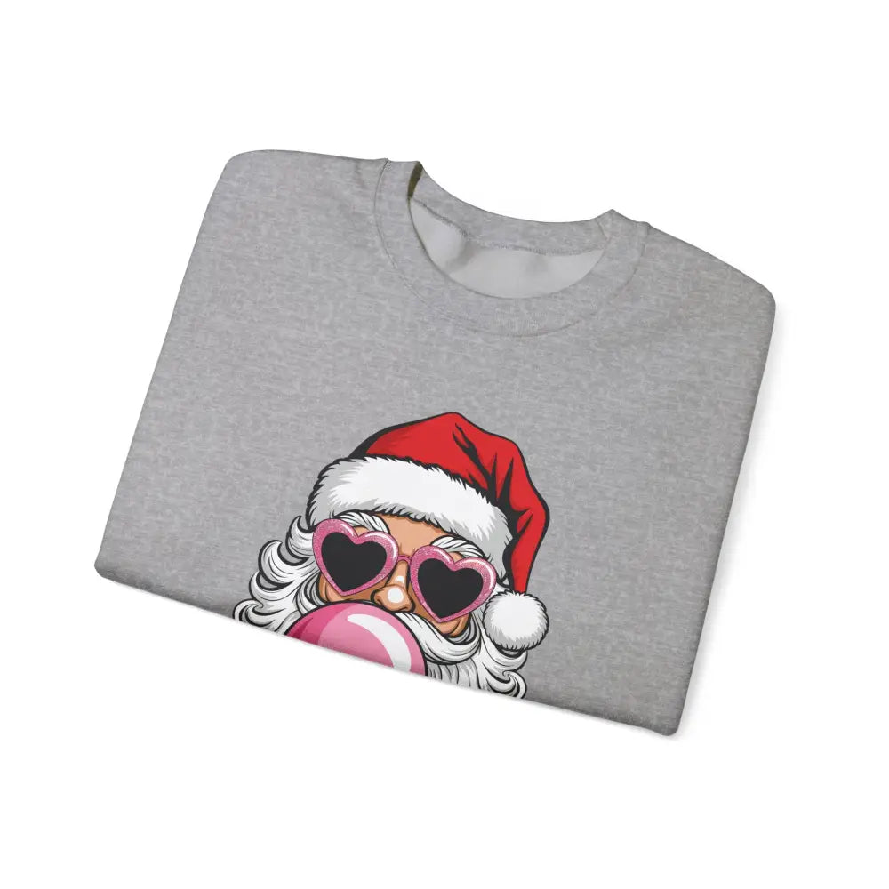 Bubble Gum Santa Heart Glasses Crewneck Sweatshirt - Sweatshirt