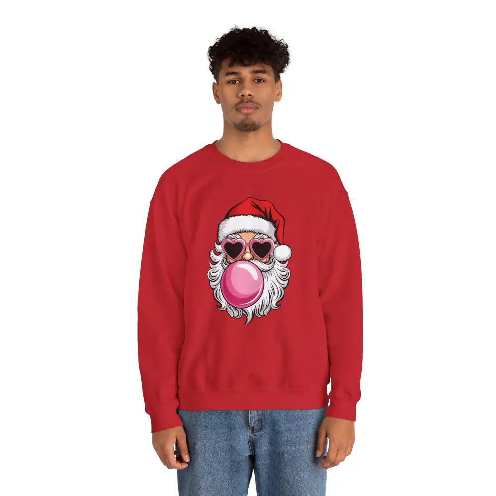 Bubble Gum Santa Heart Glasses Crewneck Sweatshirt - Sweatshirt