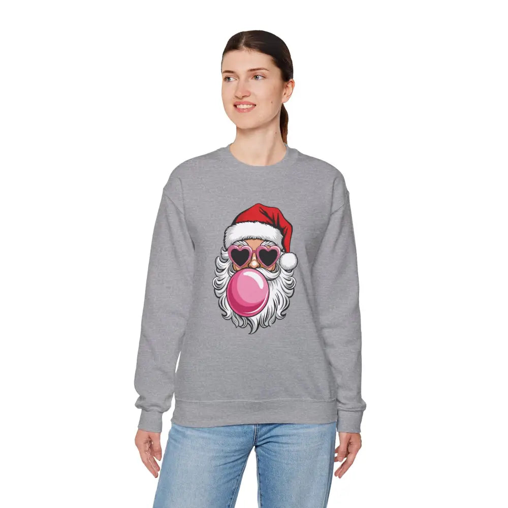Bubble Gum Santa Heart Glasses Crewneck Sweatshirt - Sweatshirt