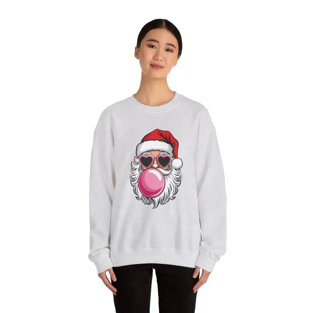 Bubble Gum Santa Heart Glasses Crewneck Sweatshirt - Sweatshirt