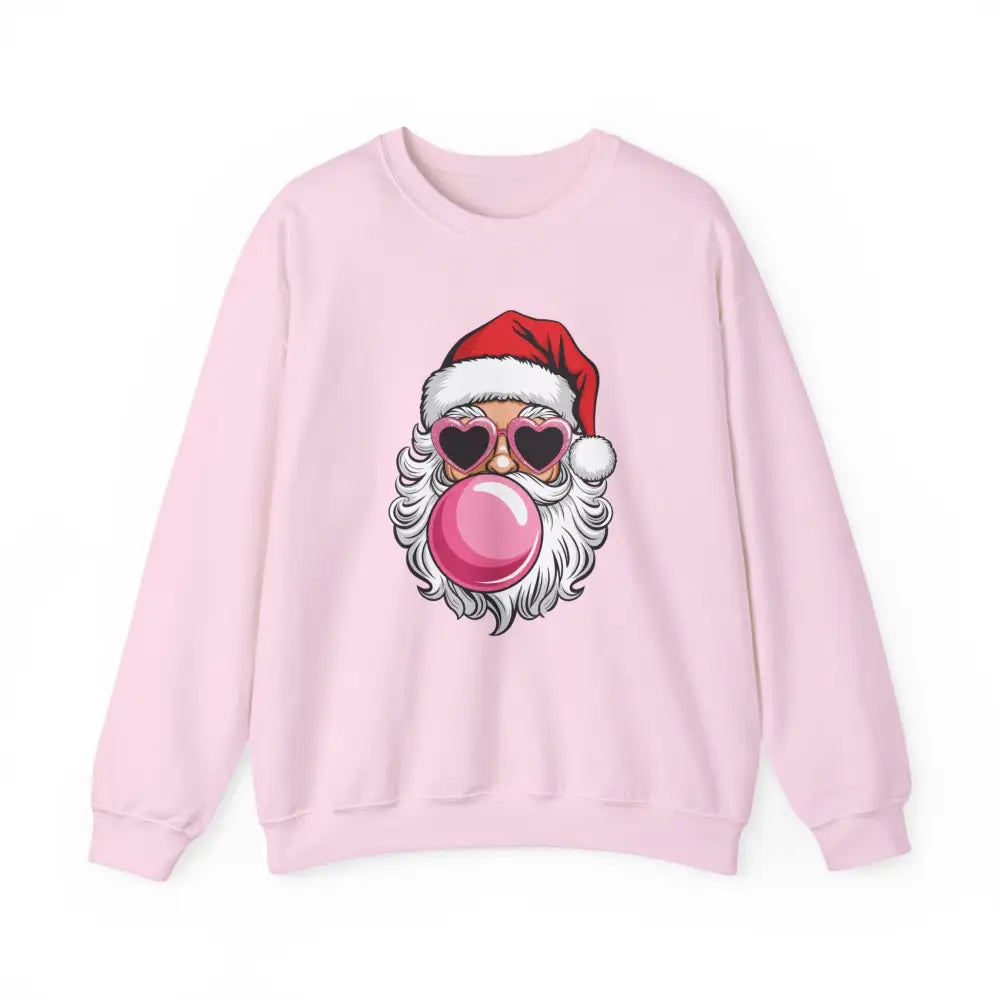 Bubble Gum Santa Heart Glasses Crewneck Sweatshirt - Light Pink / S - Sweatshirt
