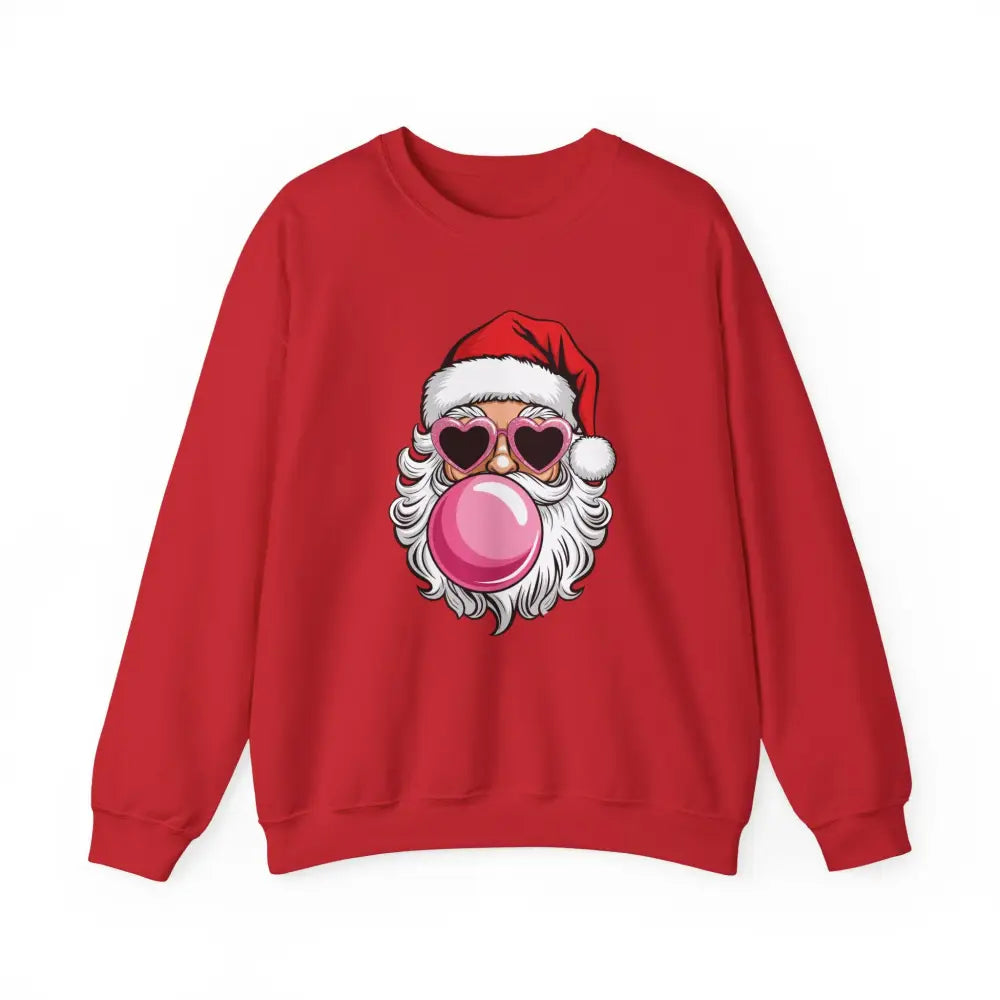 Bubble Gum Santa Heart Glasses Crewneck Sweatshirt - Red / S - Sweatshirt