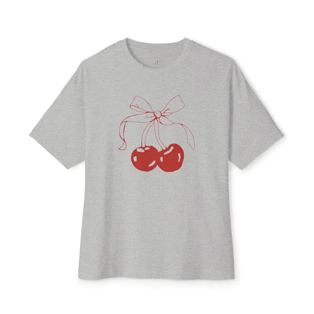 Cherry Blossom Oversized Boxy Tee - Athletic Heather / XS - T-Shirt