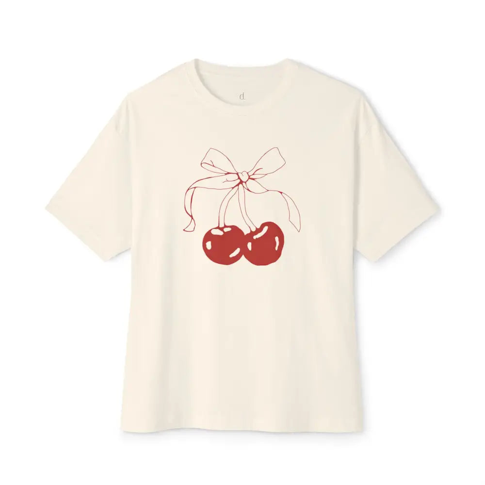 Cherry Blossom Oversized Boxy Tee - Natural / XS - T-Shirt
