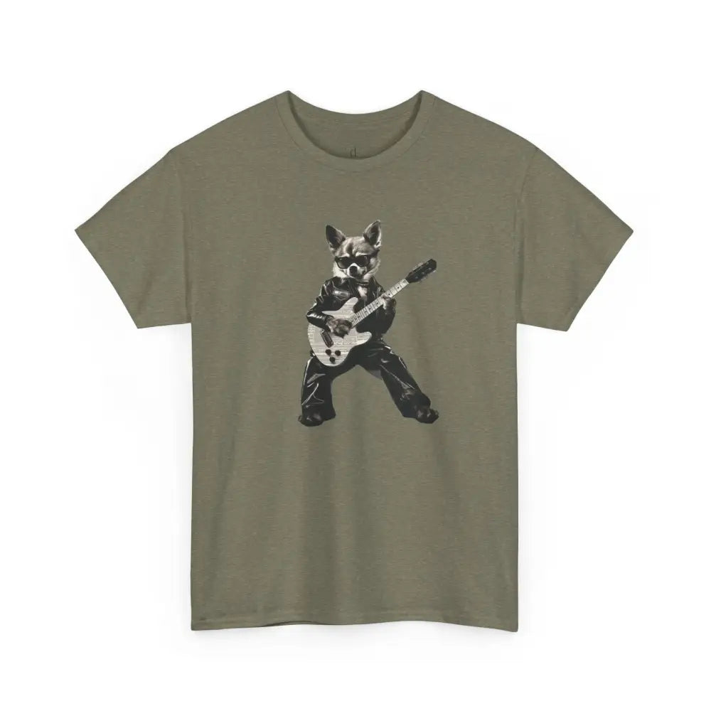 Chihuahua Rock N Roll Tee - Heather Military Green / S - T-Shirt