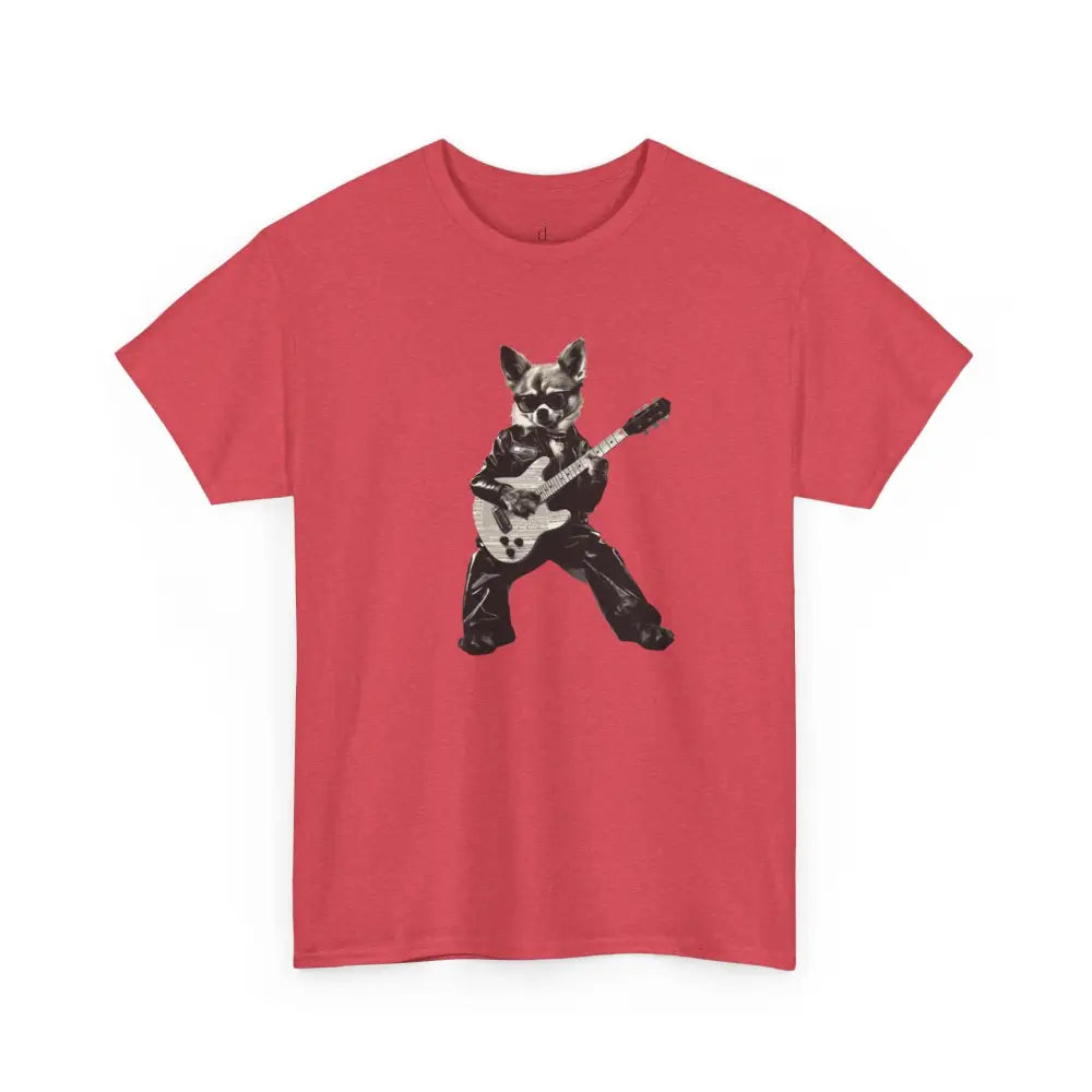 Chihuahua Rock N Roll Tee - Heather Red / S - T-Shirt