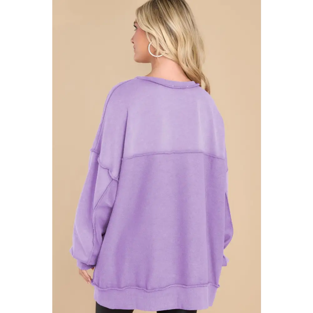 Exposed Seam Long Sleeve Sweatshirt - Sweatshirt