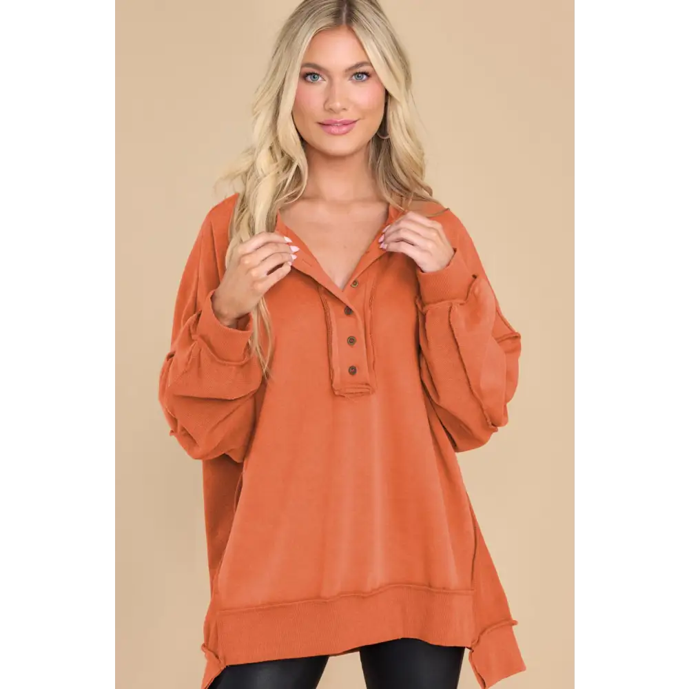 Exposed Seam Long Sleeve Sweatshirt - Sweatshirt