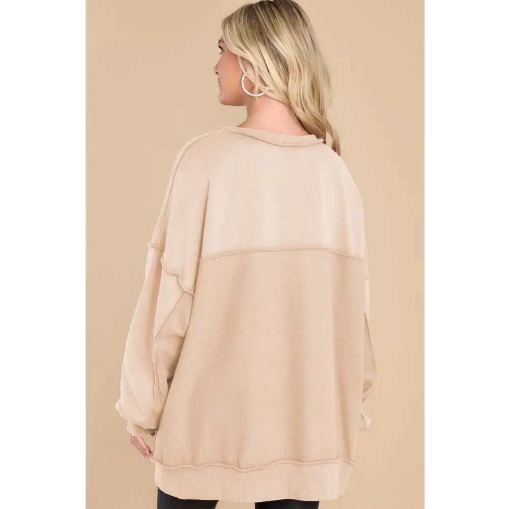 Exposed Seam Long Sleeve Sweatshirt - Sweatshirt