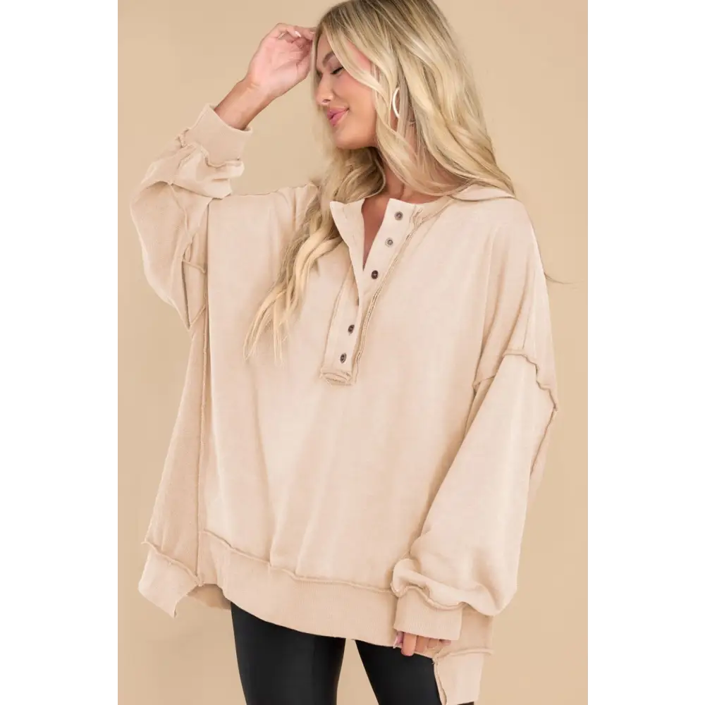 Exposed Seam Long Sleeve Sweatshirt - Sweatshirt