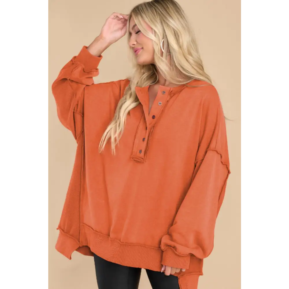 Exposed Seam Long Sleeve Sweatshirt - Sweatshirt