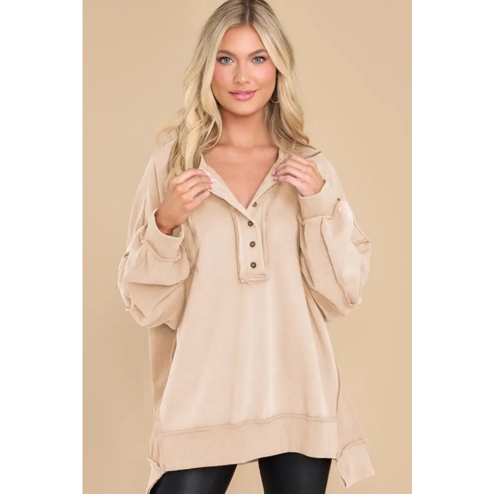 Exposed Seam Long Sleeve Sweatshirt - Sweatshirt