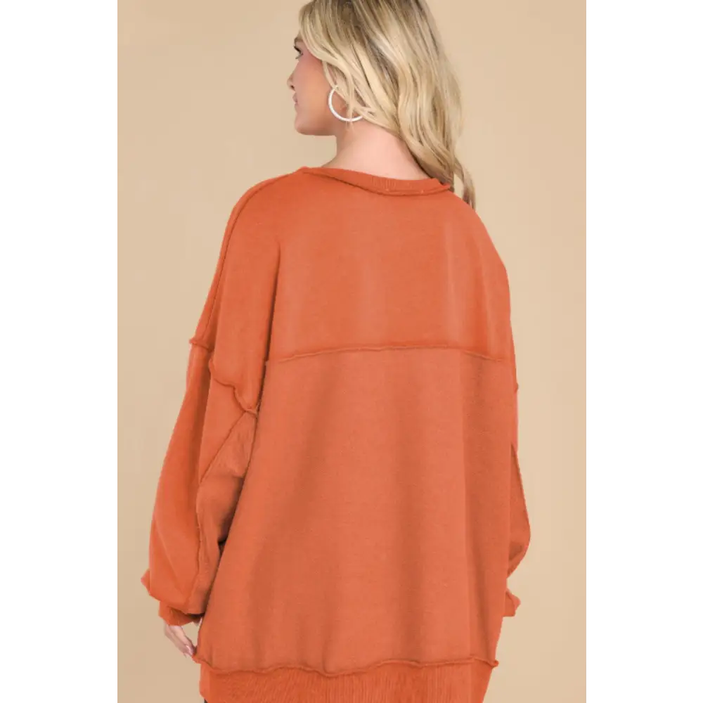 Exposed Seam Long Sleeve Sweatshirt - Sweatshirt