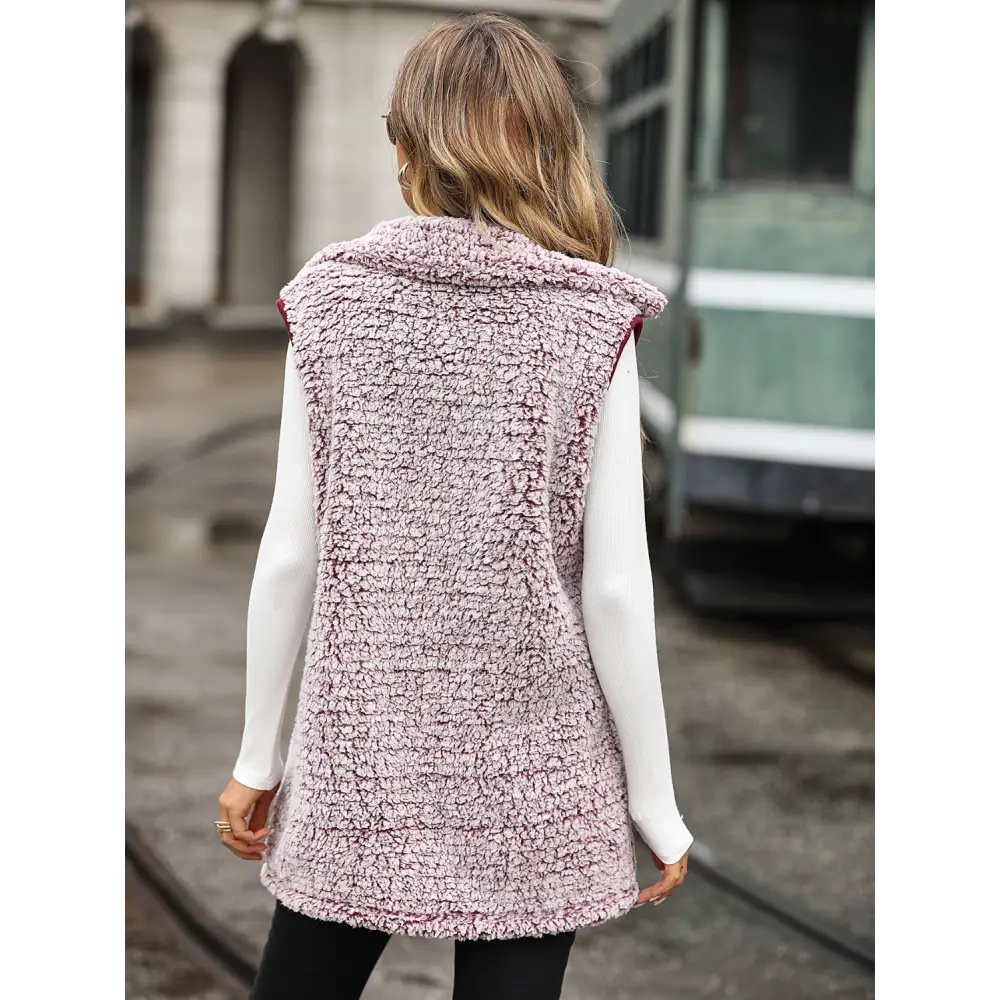 Full Size Button Down Collared Neck Vest