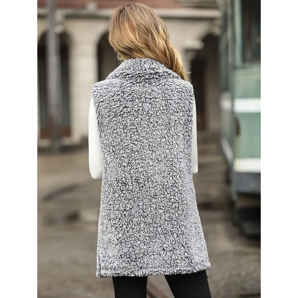 Full Size Button Down Collared Neck Vest