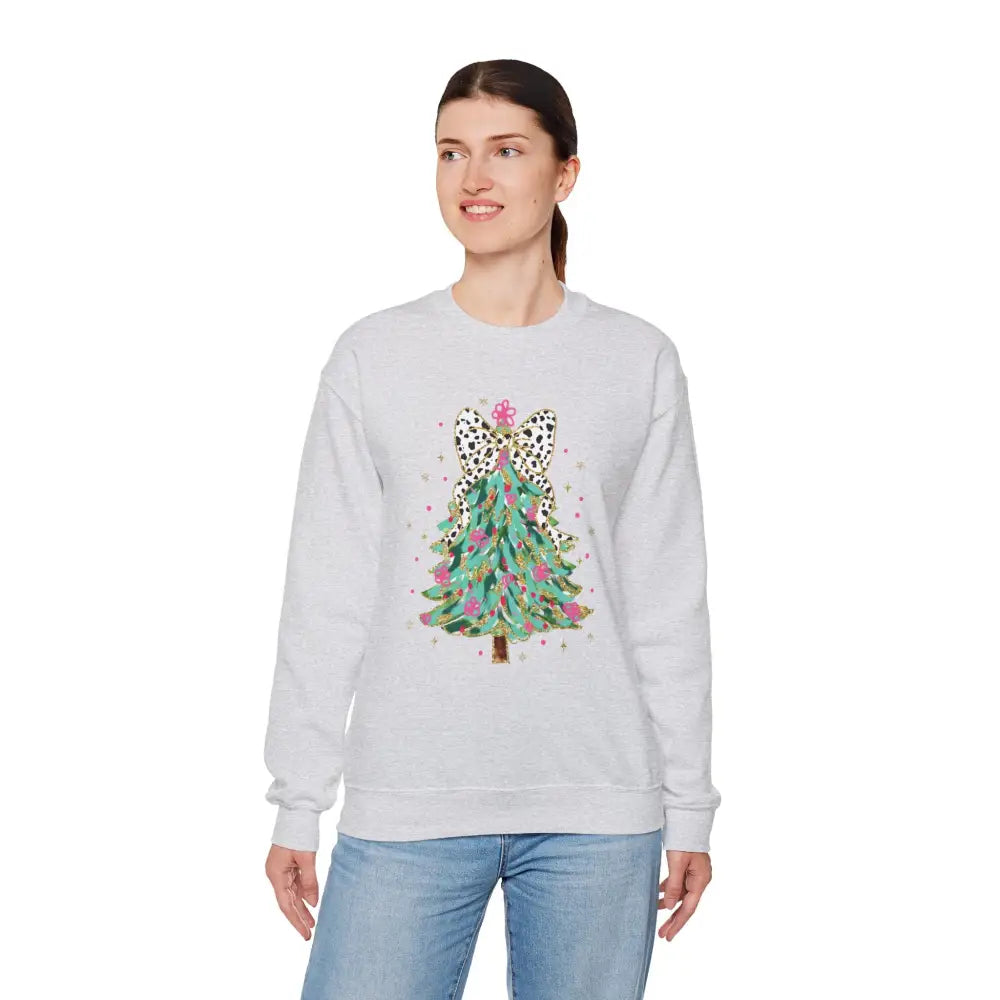 Glitter Christmas Tree Crewneck Sweatshirt - Sweatshirt