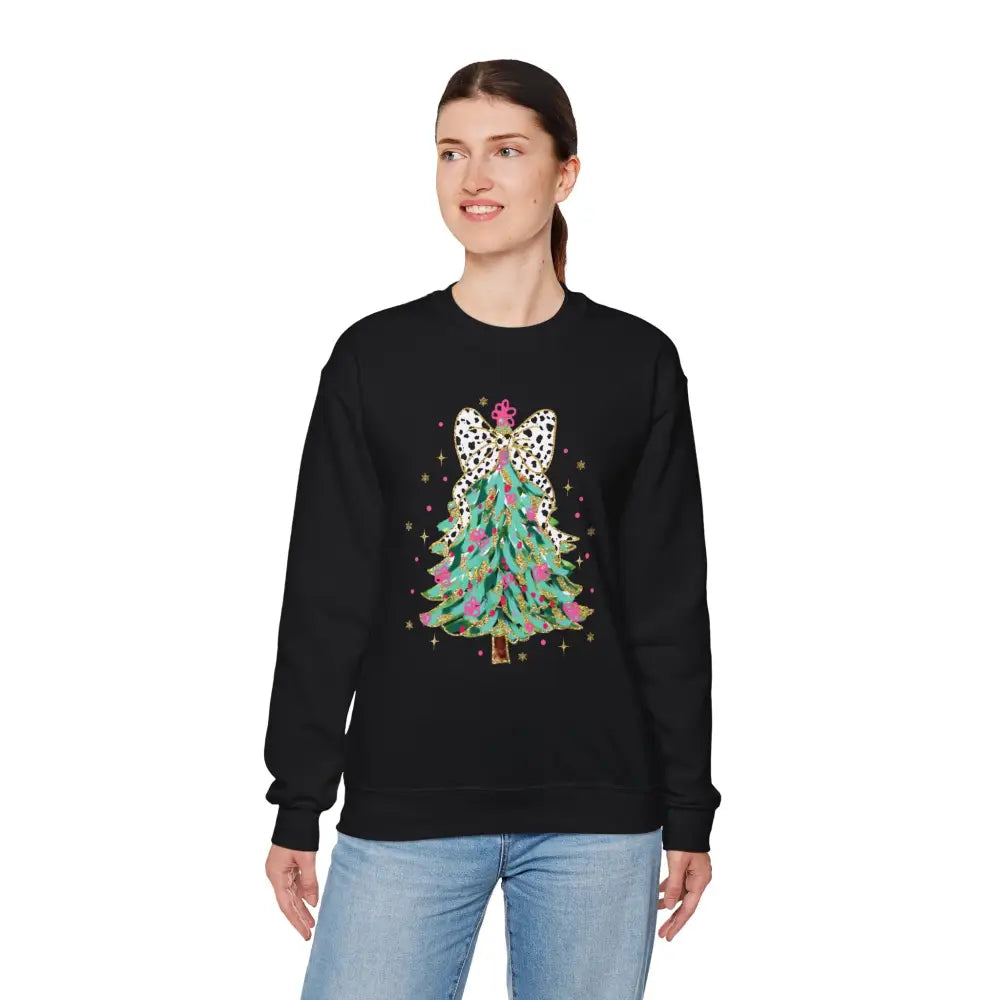 Glitter Christmas Tree Crewneck Sweatshirt - Sweatshirt