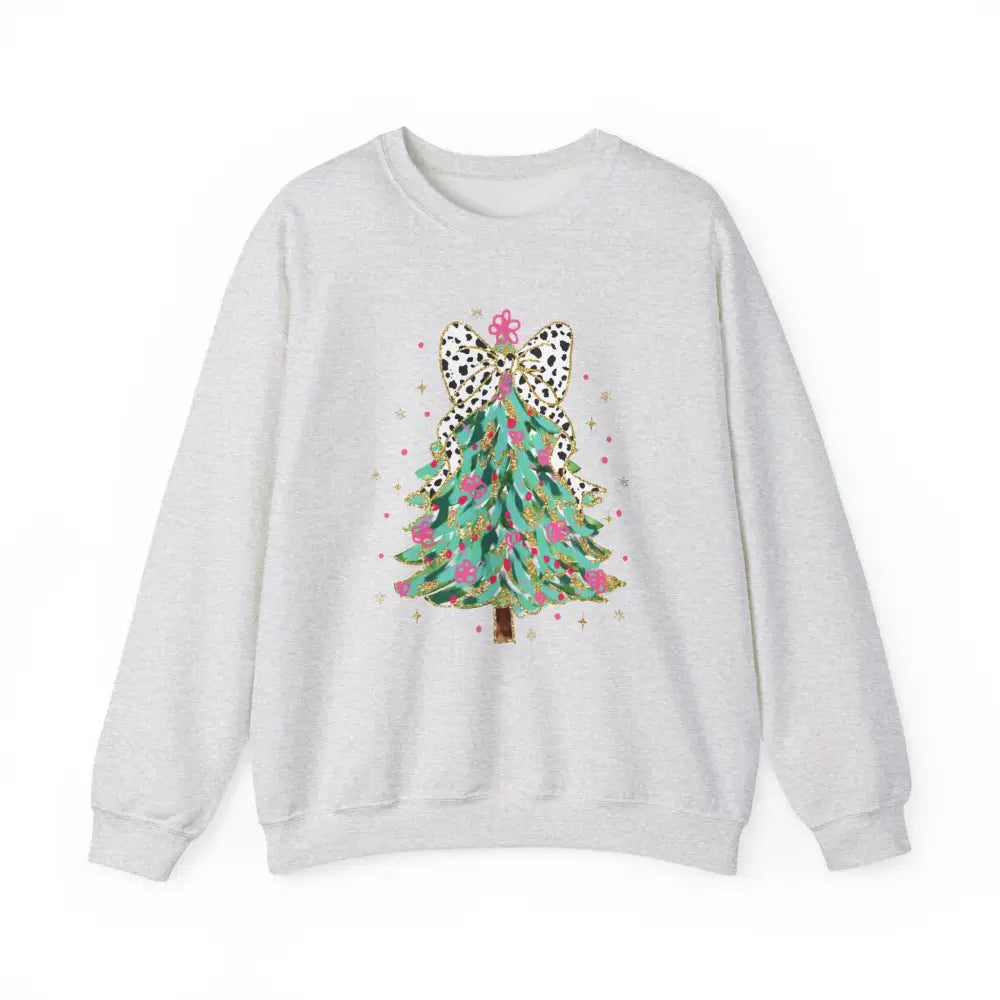 Glitter Christmas Tree Crewneck Sweatshirt - Ash / S - Sweatshirt