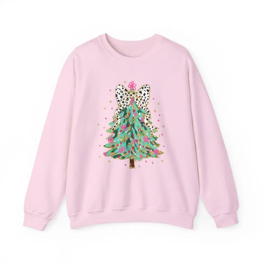 Glitter Christmas Tree Crewneck Sweatshirt - Light Pink / S - Sweatshirt