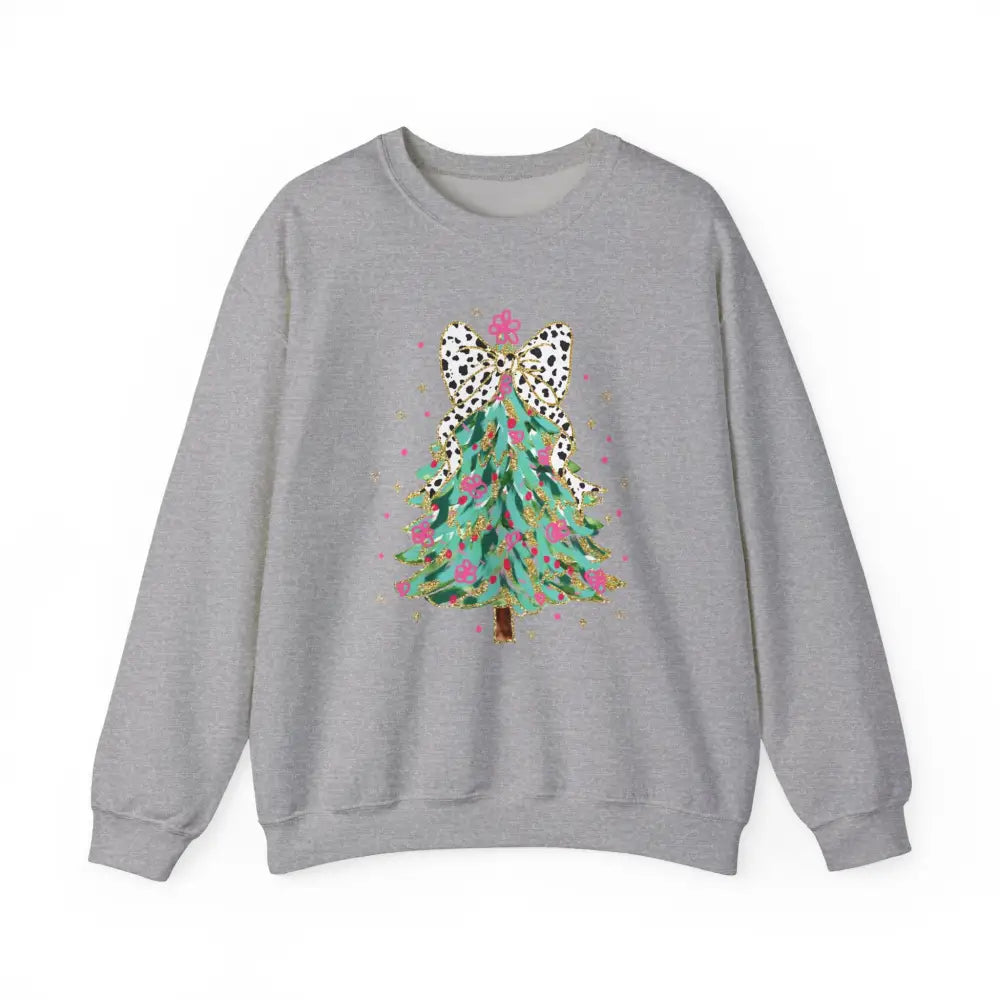 Glitter Christmas Tree Crewneck Sweatshirt - Sport Grey / S - Sweatshirt