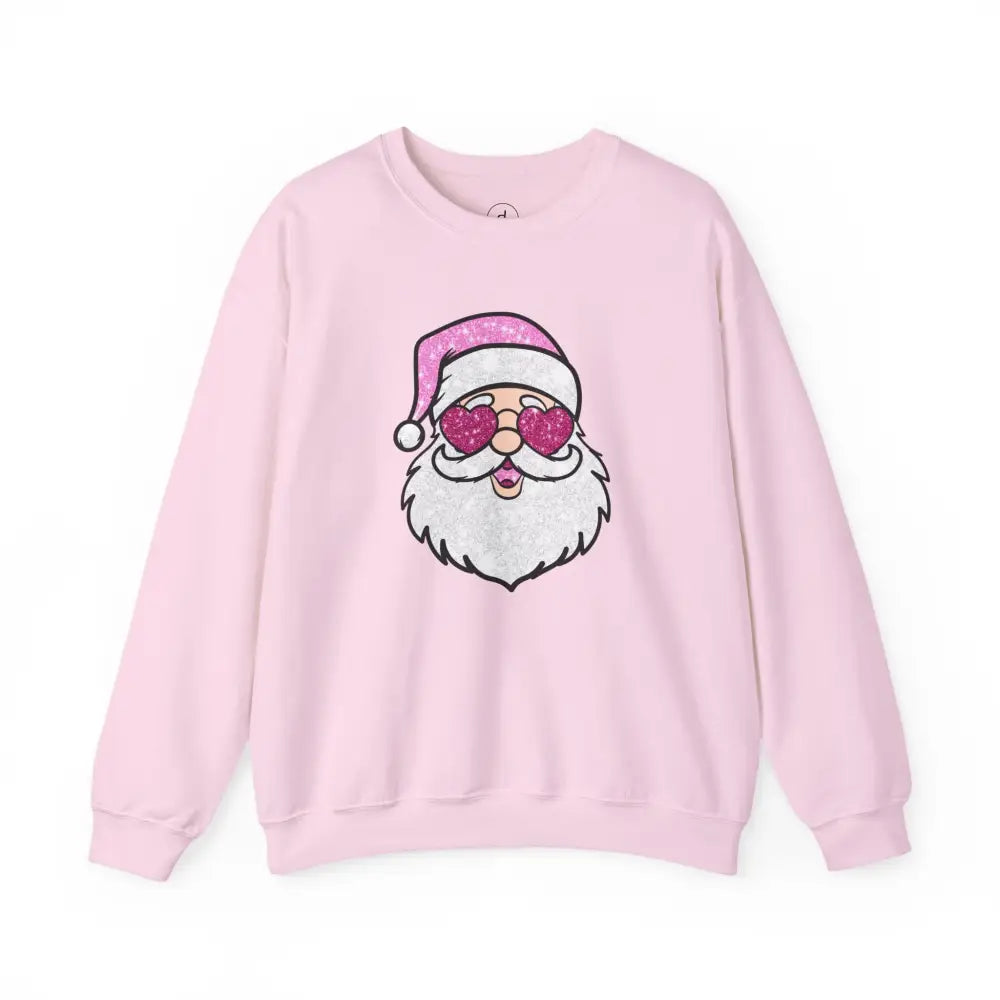 Glitzy Santa Crewneck Sweatshirt - S / Light Pink - Sweatshirt