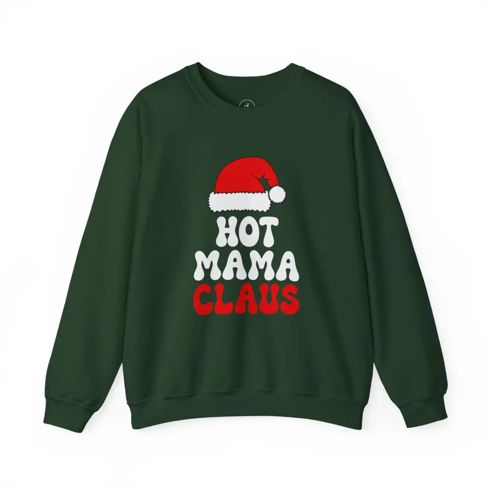 Hot Mama Claus Crewneck Sweatshirt - S / Forest Green - Sweatshirt
