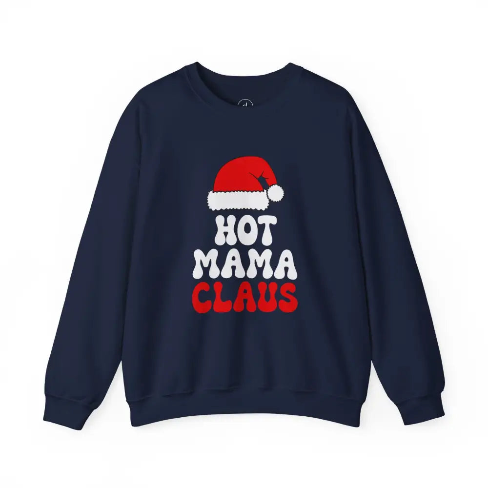 Hot Mama Claus Crewneck Sweatshirt - S / Navy - Sweatshirt