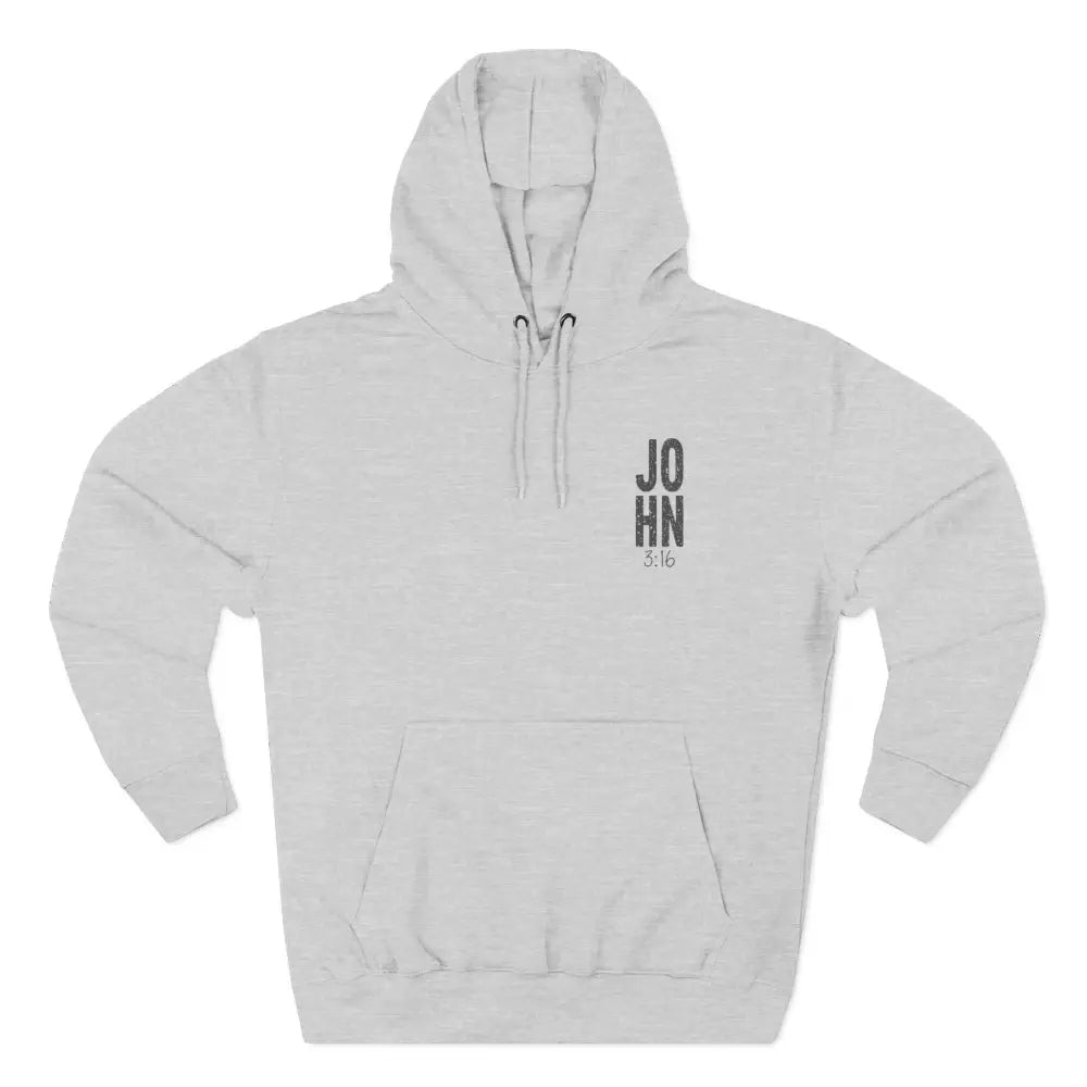John 3:16 Three-Panel Fleece Hoodie - S / Heather Grey - Hoodie